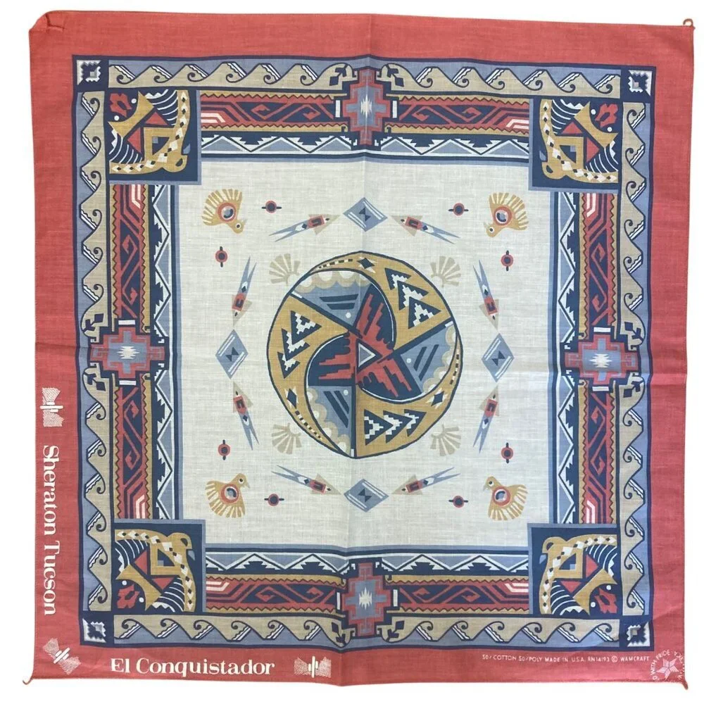 Vintage 90s Wamcraft Southwestern Bandana Sheraton Tucson El Conquistador Promo